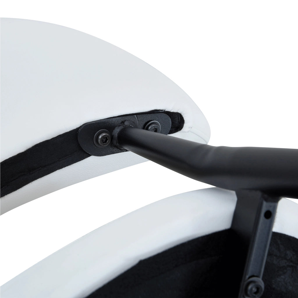 Sedia da sala da pranzo set da 2 in pelle PU con schienale ergonomico e gambe in metallo bianco e nero