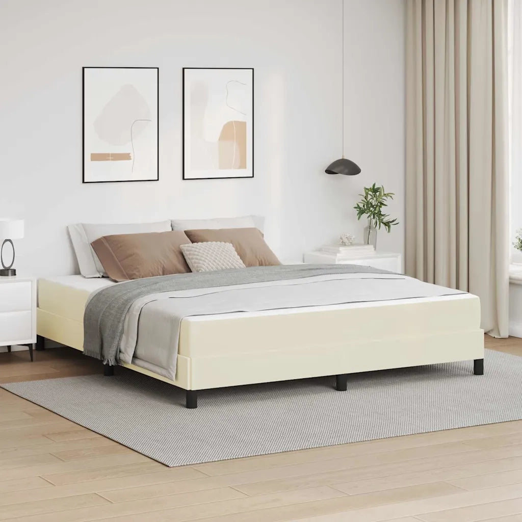 Struttura del letto con materasso Crema 180 x 200 cm Tessuto 3398645
