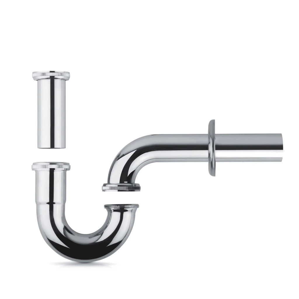 Sifone di scarico universale "a P" per bidet in ottone cromato | Adria