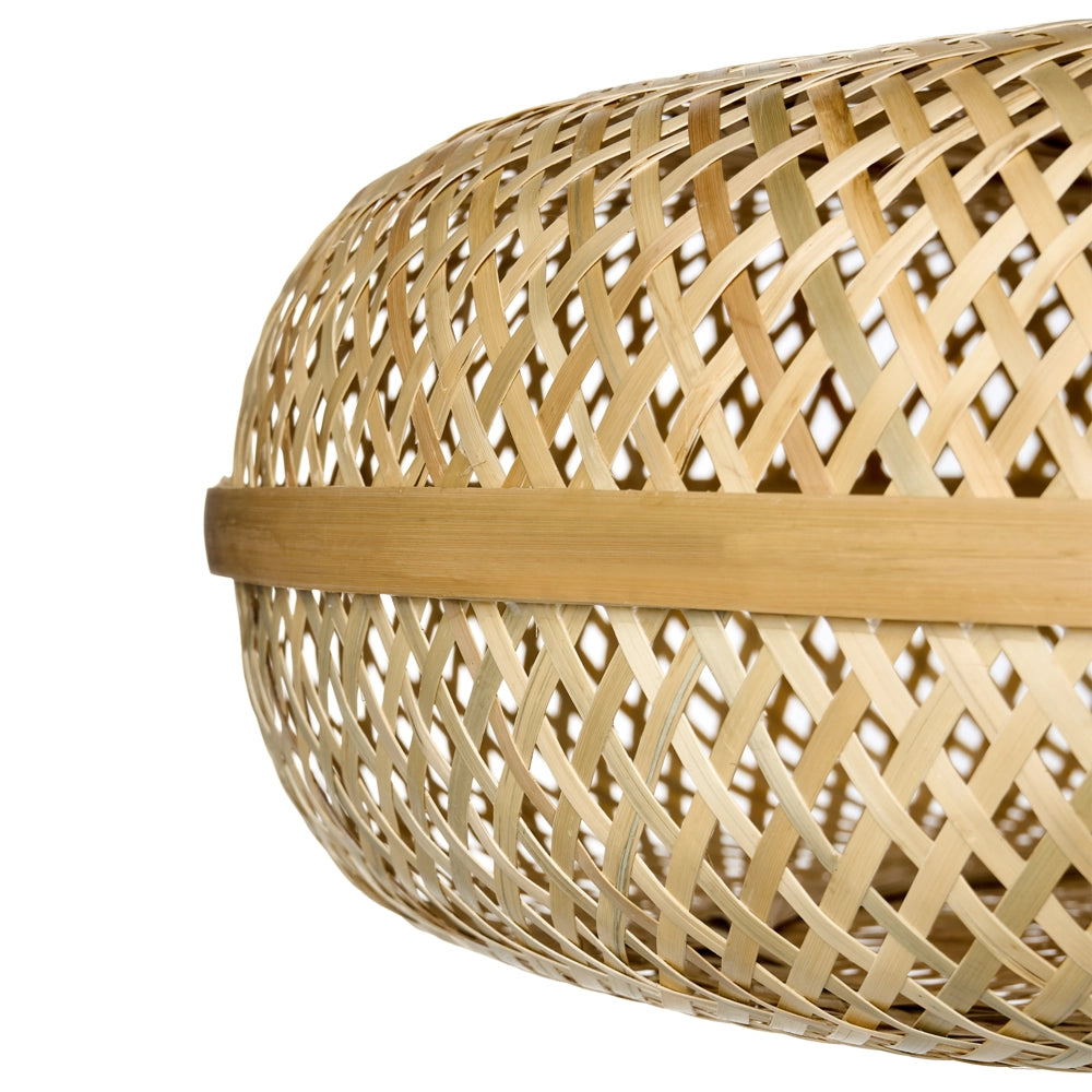 Lampada a sospensione lampadario con paralume in bambù naturale d'ispirazione bohémien rotonda intrecciata Illuminazione