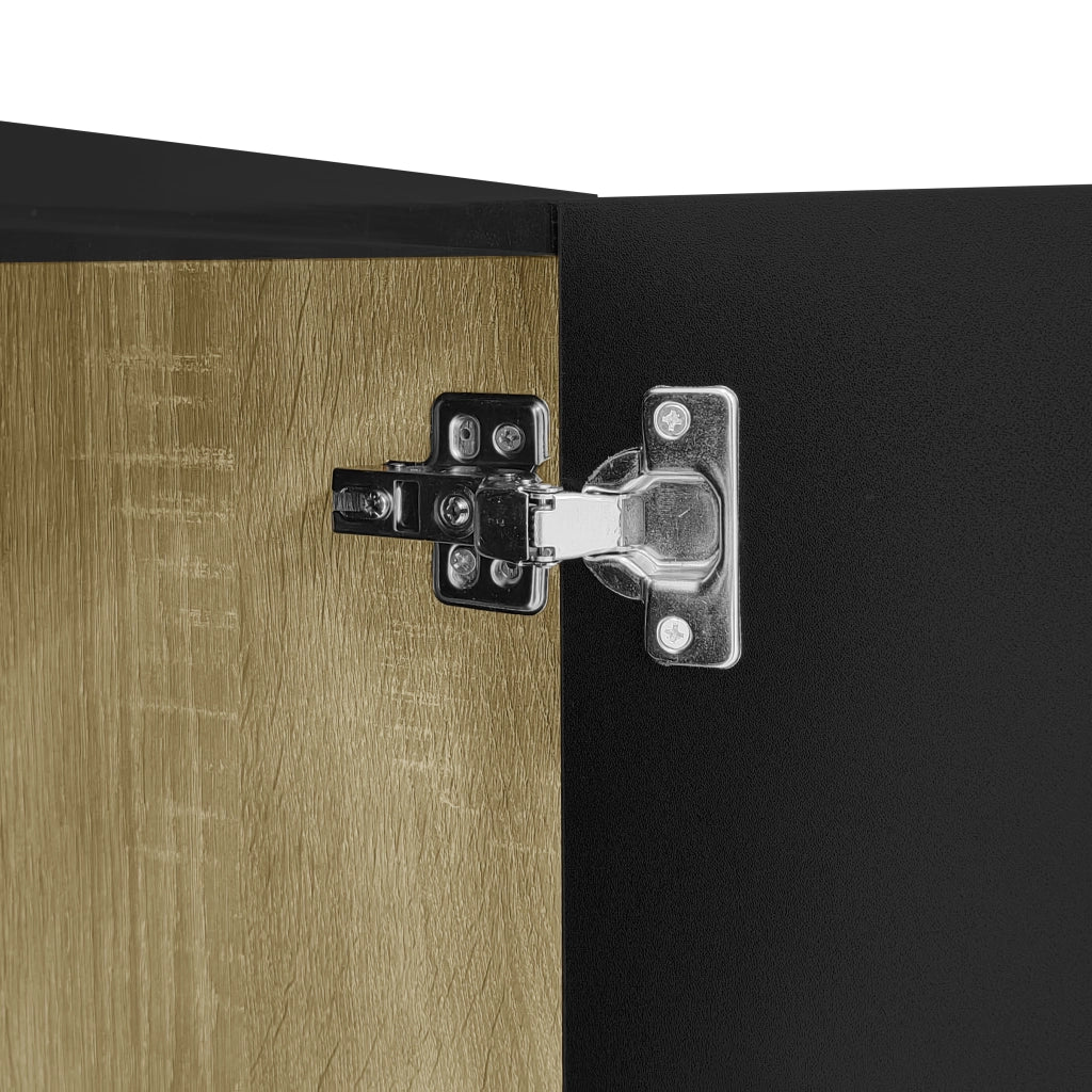 OKWISH Mobile TV con 4 Ante e Cerniere Soft Close, Finitura Lucida, per Soggiorno, MDF, Nero, 170×35×46 cm