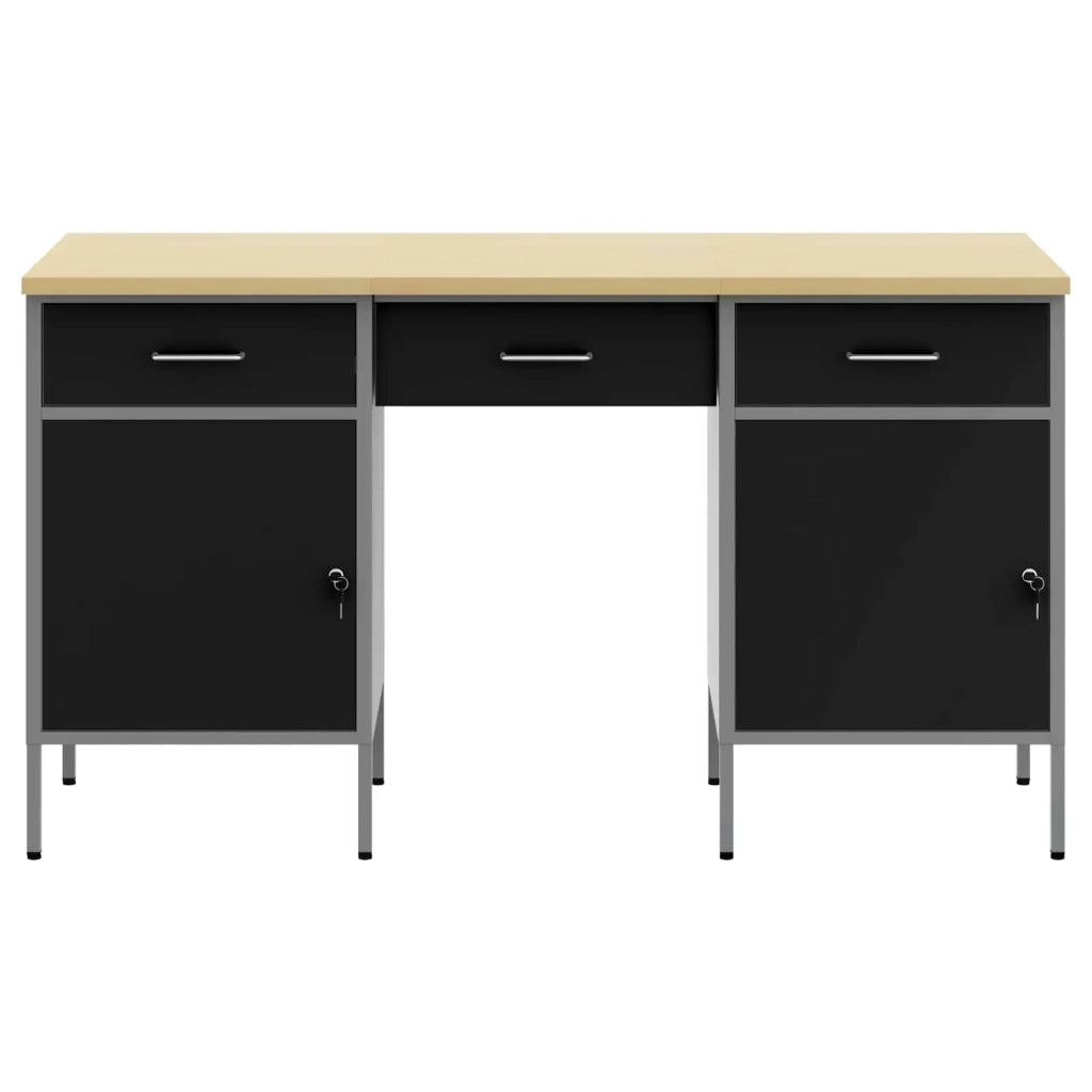 Mobile da lavoro 3 pcs Nero Legno ingegnerizzato e acciaio 3321374