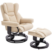 Poltrona relax reclinabile con poggiapiedi ¨C Xylo ¨C similpelle crema, girevole, 80x79x100 cm