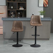 Set 2 sgabelli da bar regolabili in altezza con poggiapiedi, marrone, design retrò, 43 x 46,5 x 89-110 cm