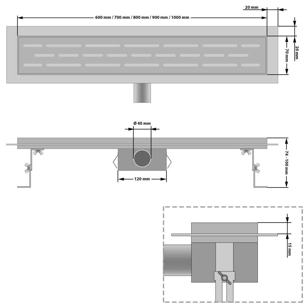 Scarico doccia per bagno di design 90 cm 2308010