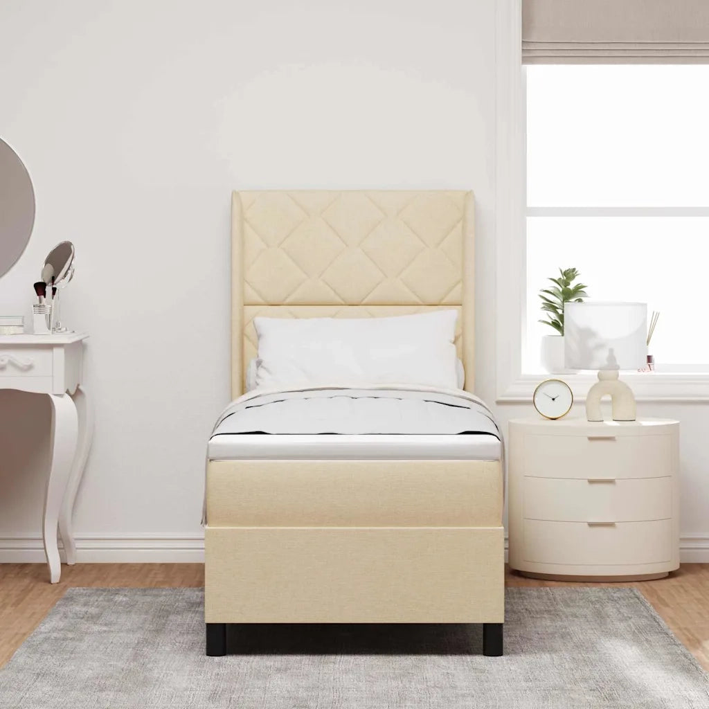 Letto a molle con cuscino Crema 190 x 90 cm Tessuto 3341684