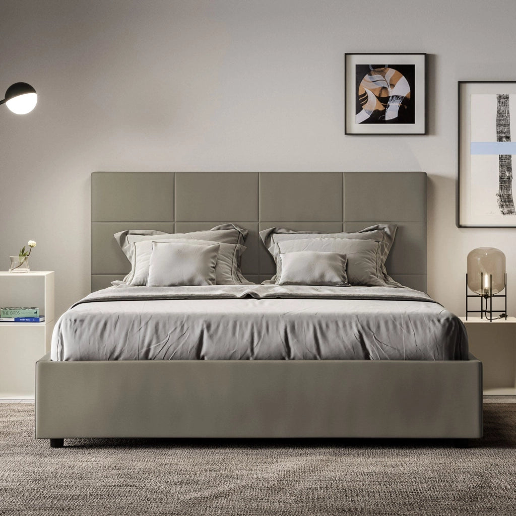 Letto matrimoniale francese senza rete imbottito 140x190 similpelle bianco Mika