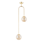 Plafoniera metallo ottone oro 2 sfere VECTOR 2xE14 h108cm Alfa