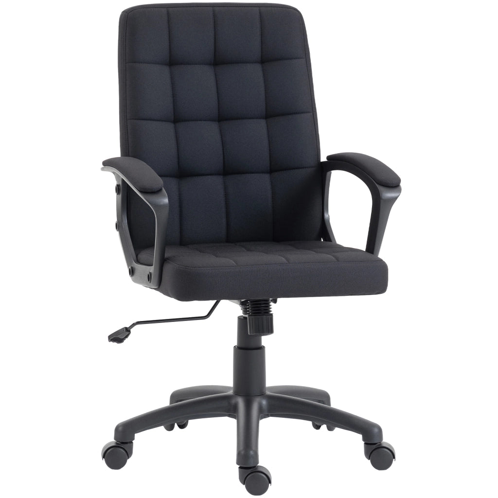 Sedia da Ufficio Giratoria Imbottita con Schienale e Braccioli Altezza Regolabile ¨C Zephmum ¨C Nero