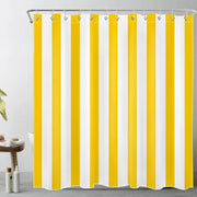 Douchegordijn a strisce - Minimalista - 1 pezzo - Giallo/Bianco - Polyester - 180 x 198 cm