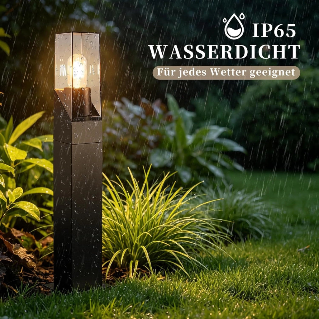 ZMH Lampada da Giardino a Palo Esterna E27 Nero IP65 per Sentieri Cortile Max 40W Senza Lampadina  H.60cm