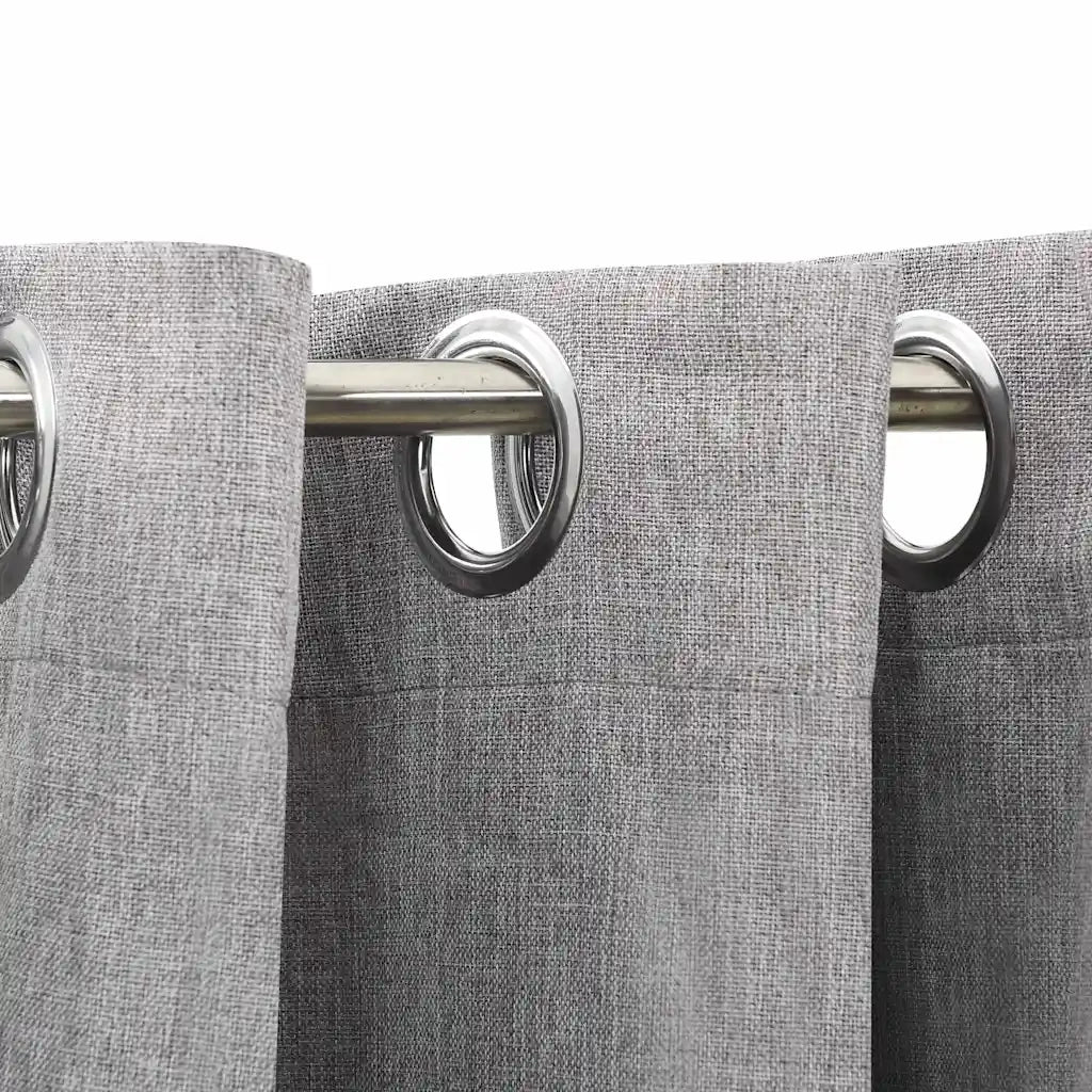 Tende Oscuranti | Tende Blackout Effetto Lino con Occhielli 2 pz 140x225cm Grigio
