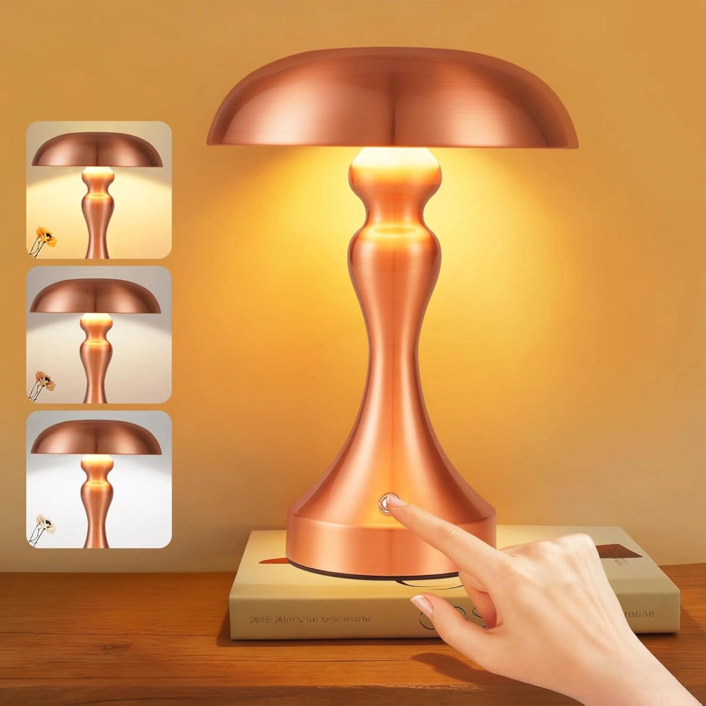 ZMH Lampada da tavolo LED wireless touch dimmerabile retrò vintage USB ricaricabile per comodino camera letto
