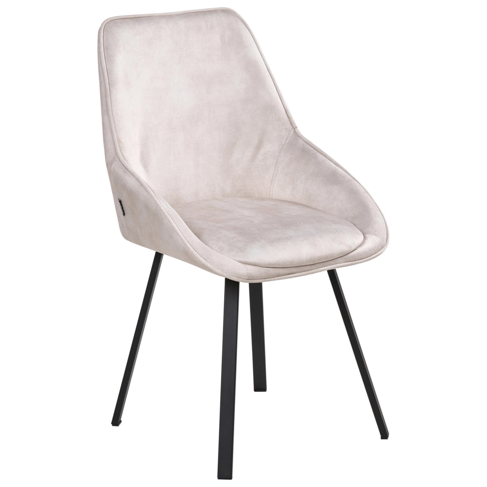 Set di 2 sedie da pranzo in velluto beige chiaro con gambe in ferro nero girevoli a 180° moderne sedie imbottite