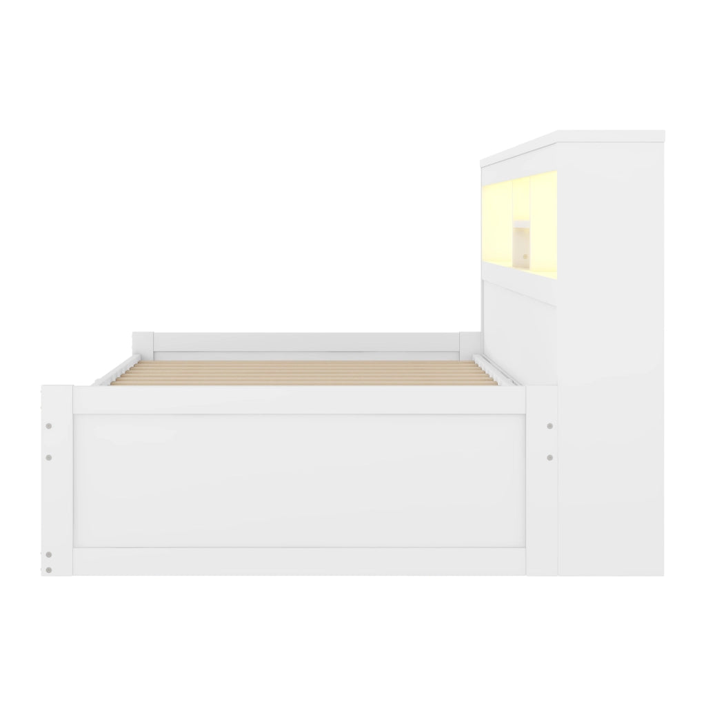LETTO Daybed 90x200 cm con 2 cassetti, USB e LED Bianco