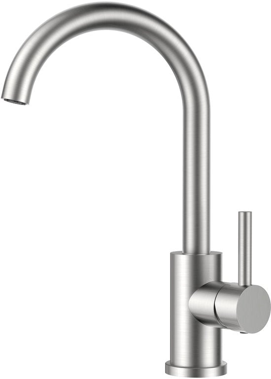 Cranio per cucina, miscelatore per cucina, miscelatore per cucina con rotazione 360°, rubinetto per lavaggio con manigliona singola per 1 foro, in acciaio inossidabile