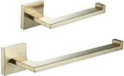 Set di 2 accessori per parete in oro sbucciato per asciugamani e contenitori per carta igienica in bagno, comprensivo di anello per asciugamani e contenitore per carta igienica, BA203BGSET-2