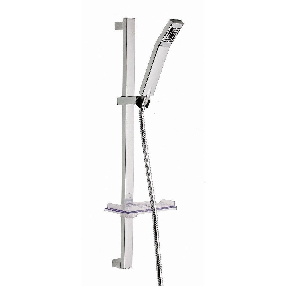 Trade Shop - Asta Saliscendi Cromata Colonna Doccetta Con Saliscendi Portasapone 69136 -        2