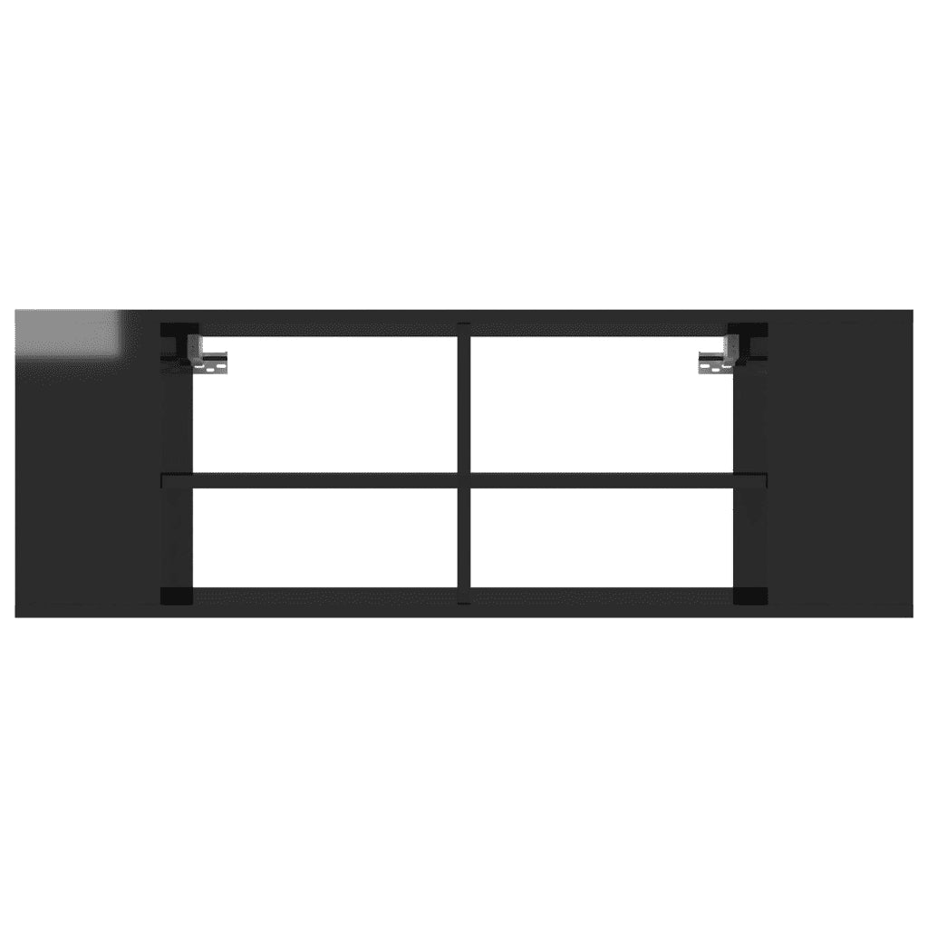 Armadietto TV da Parete Nero Lucido 102x35x35 cm in Truciolato cod mxl 9644