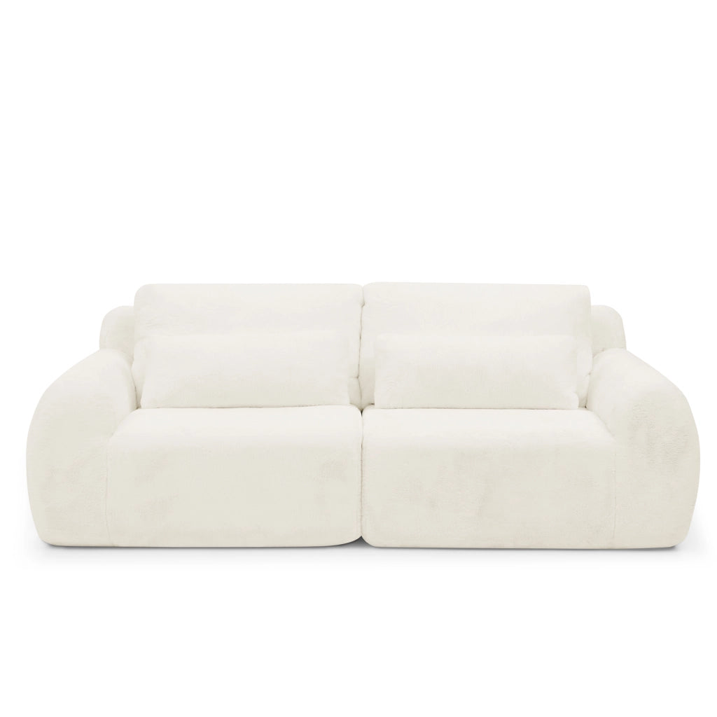 Divano 2 Posti in Ecopelliccia Morbida con USB ¨C MINIMAL ¨C Beige
