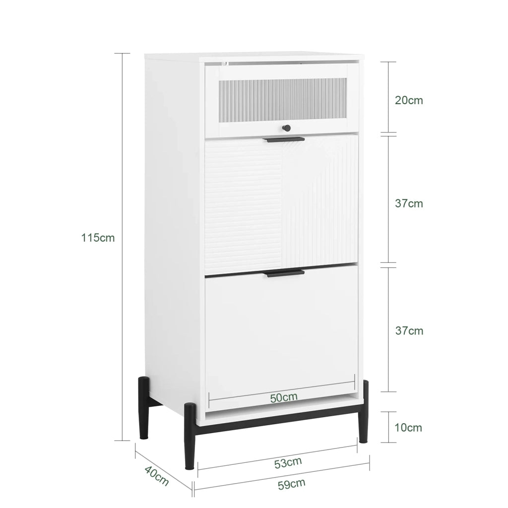 SoBuy Scarpiera con 2 scomparti e 1 anta, Credenza decorativa, Consolle laterale stretta Bianco 59x40x115cm FSB95-W