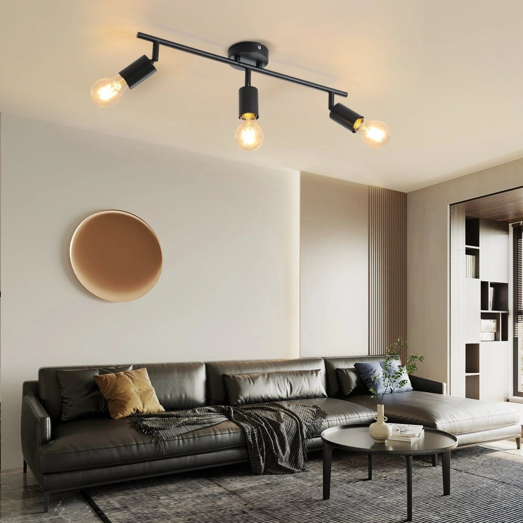 ZMH Faretto da soffitto nero - Lampada da soffitto con faretti E27 orientabili a 350° per camera da letto vintage