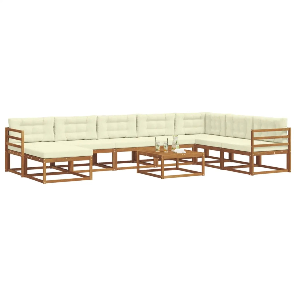 Set di divani da esterno con cuscino 9 pcs Naturale e Crema