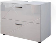 Mobile sottolavabo per bagno Irma, Bianco lucido, 80 x 58.6 cm, adatto per l'installazione sopra il sifone con aperture di aerazione
