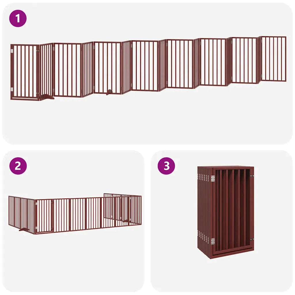 vidaXL Cancello Cani Porta Pieghevole Marrone 15 Pannelli 750cm Pioppo