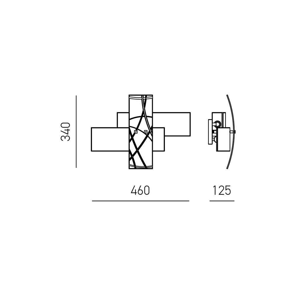 Frida - Applique da parete 2 luci E14 in vetro bianco satinato - Struttura cromata, design moderno a incrocio, IP20, max 2x42W, no lampadine