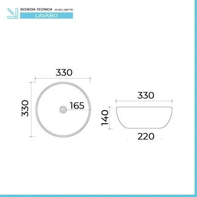 Lavabo da appoggio tondo 33 cm bianco lucido in ceramica  Zelos