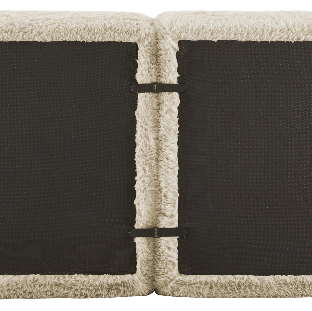 Divano modulare 4 posti in tessuto plush; base antiscivolo; con cuscini; kaki chiaro
