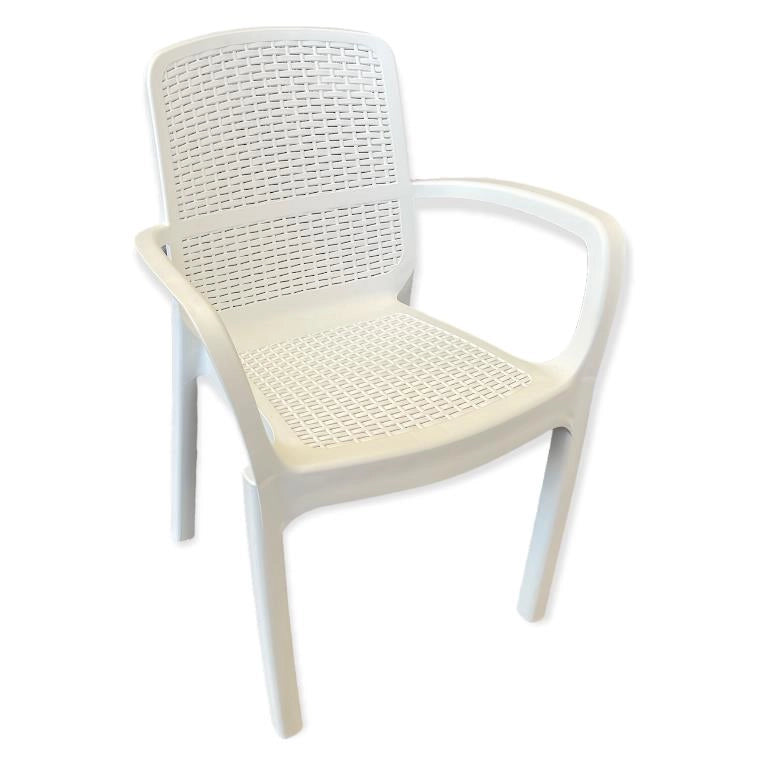 Set 4 Sedie in Resina da Giardino Impilabile Numana Bianca 58 x 56,5 x 83 cm
