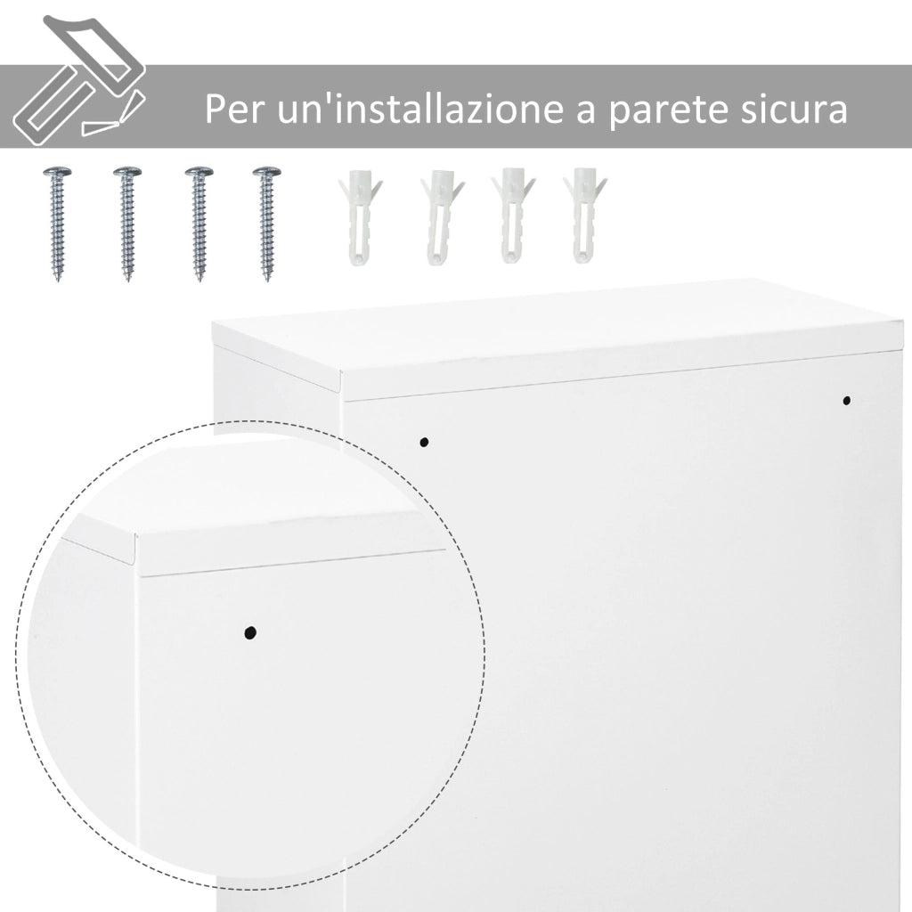 Armadietto Medicinali da Parete 40x18x60 cm 2 Chiavi in Acciaio Bianco