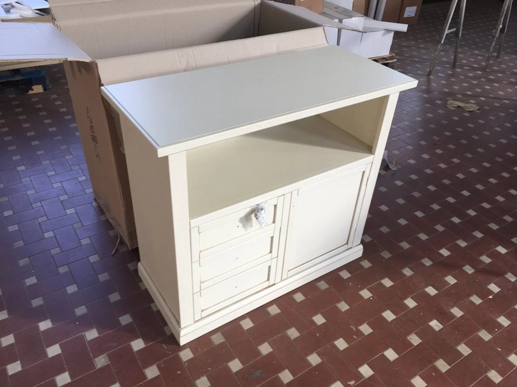 Porta tv 2 in legno shabby avorio patinato 84x40x75 - Mobili 2G