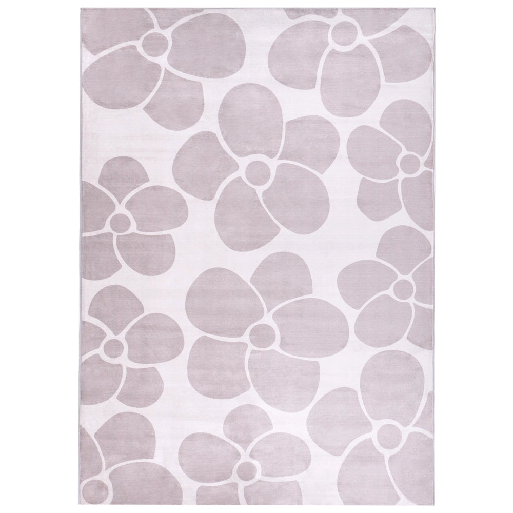 Tappeto Beige Tessuto 160 x 230 cm Motivo floreale Soggiorno Camera da letto Fondo antiscivolo per riscaldamento a pavimento