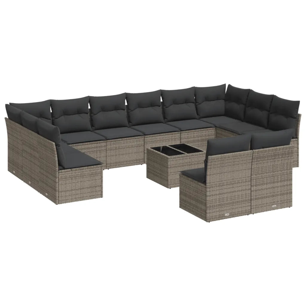 Set Divani da Giardino 13 pz con Cuscini Grigio in Polyrattan
