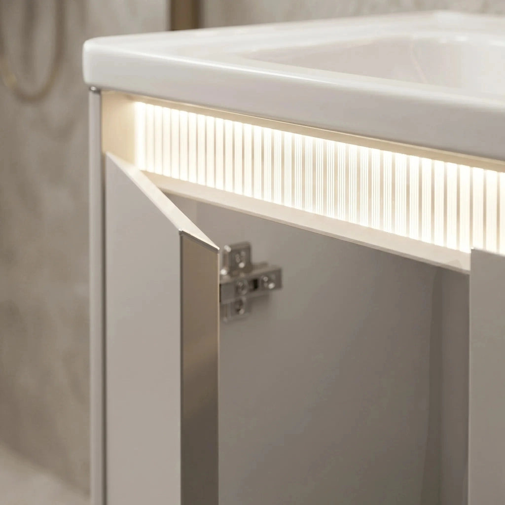 Set Di Mobili Da Bagno Con Lavabo Sora De07-60 Beige 60cm