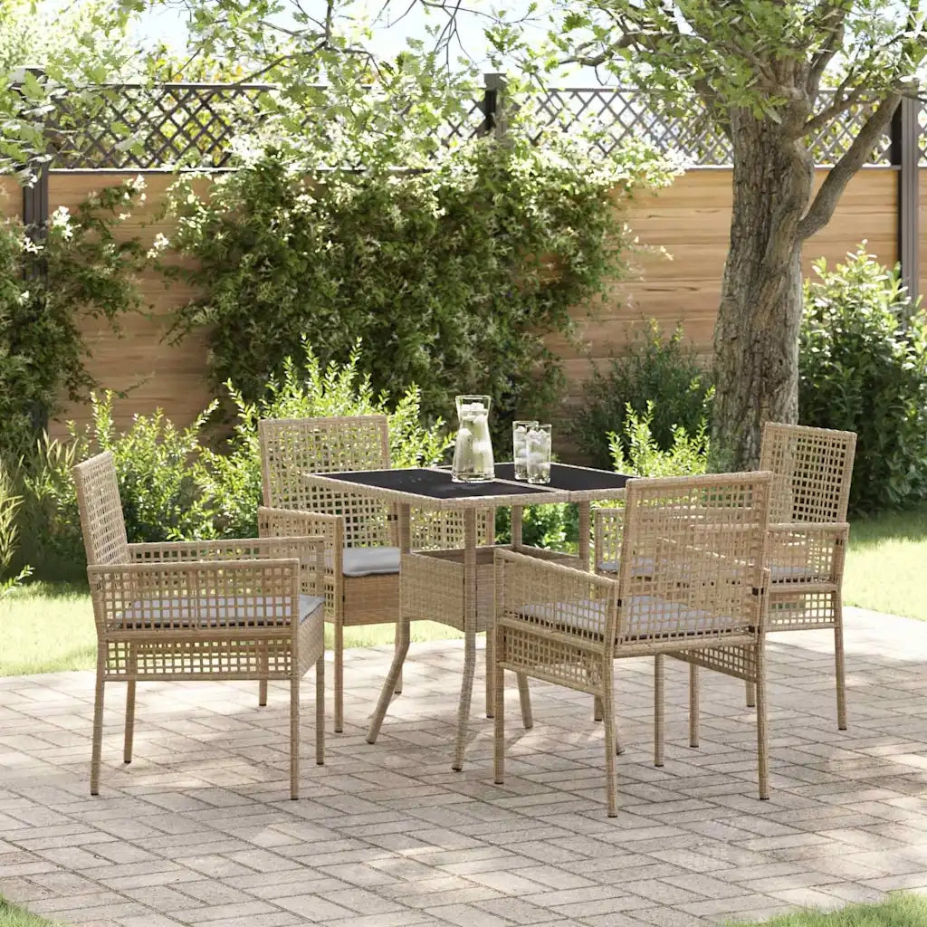Set da Pranzo per Giardino 5 pcs Beige polyrattan 3334930
