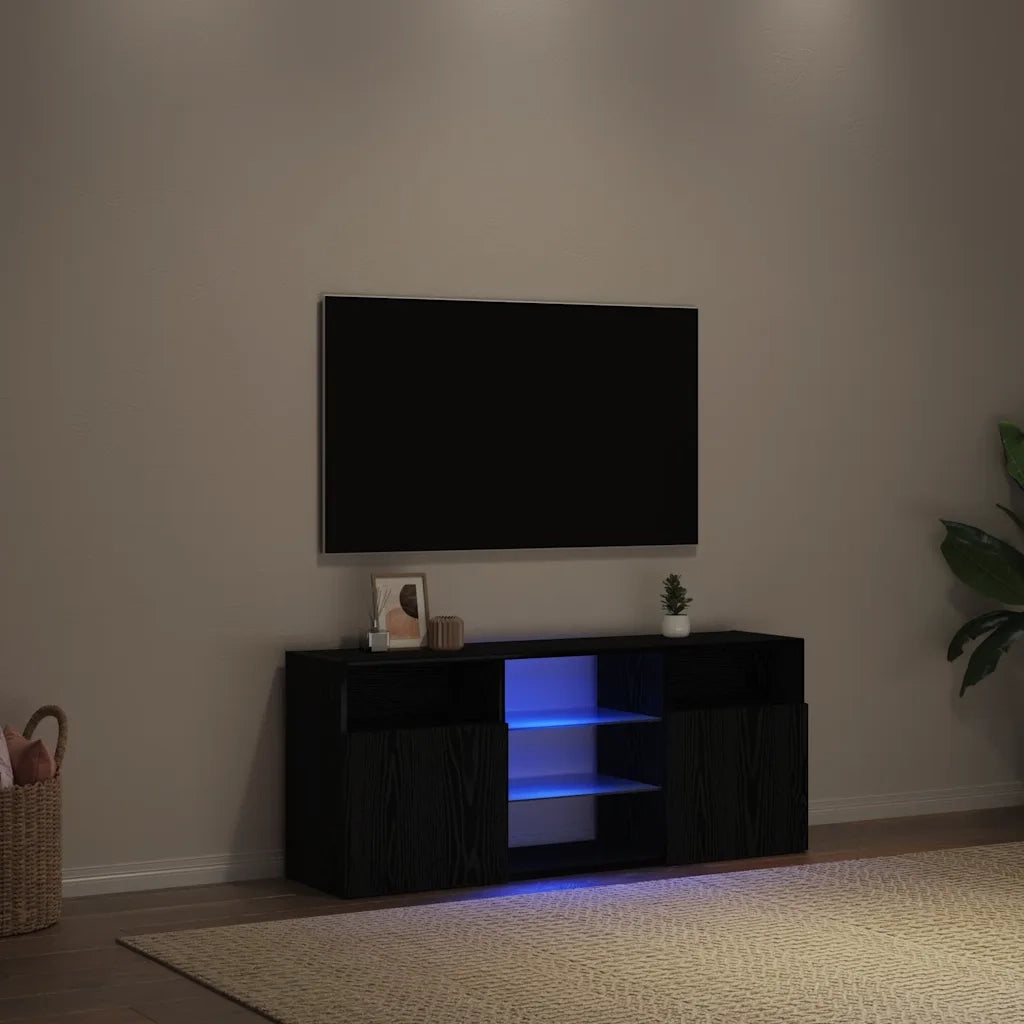 Mobile Porta TV con LED Rovere Nero 120x30x50 cm Multistrato 862035