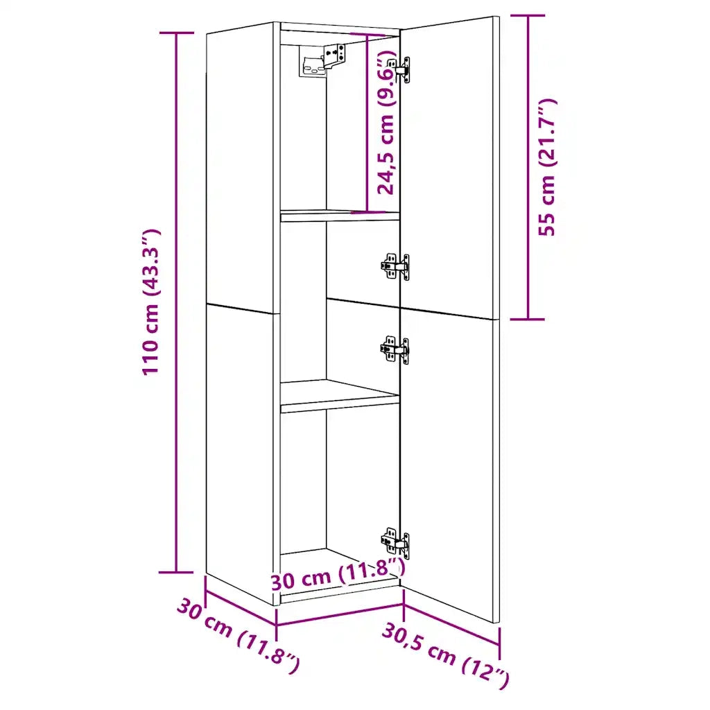 vidaXL Mobile TV Rovere Artigianale 30,5x30x110cm in Legno Multistrato
