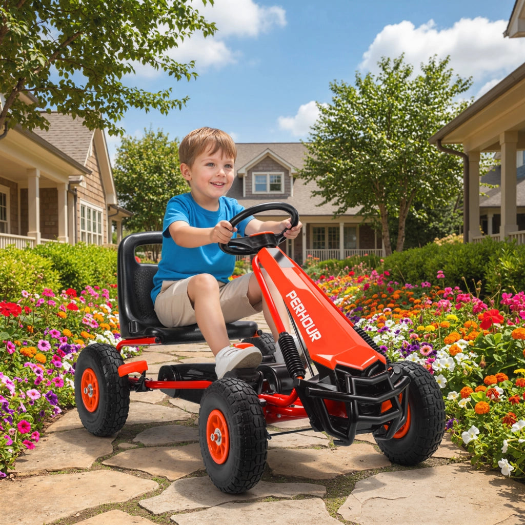 Go-Kart per bambini con sedile regolabile ¨C zephmum ¨C rosso 110x61x62 cm