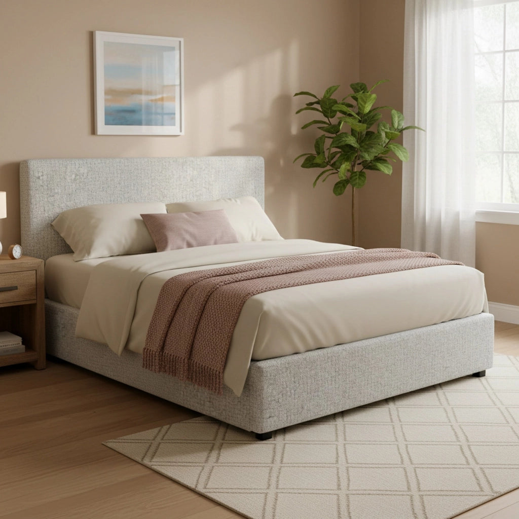 Worthing, Letto Matrimoniale Sfoderabile Made in Italy, Grigio Chiaro