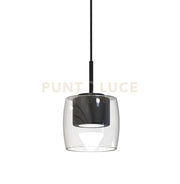 MIRO-S1 N Lampada a sospensione 1 luce in vetro cristallo e montatura colorata nero opaco attacco GX53 senza base