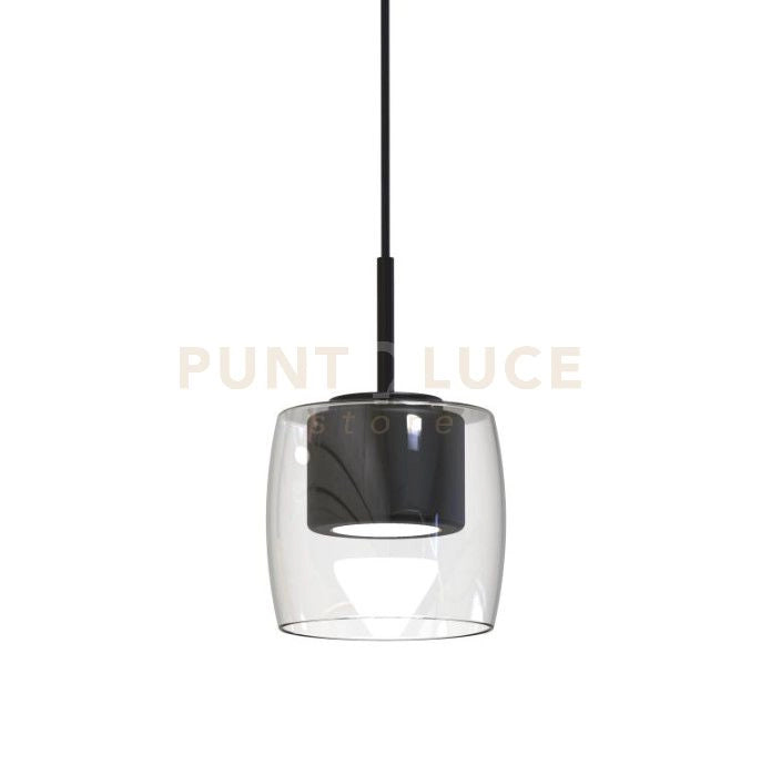 MIRO-S1 N Lampada a sospensione 1 luce in vetro cristallo e montatura colorata nero opaco attacco GX53 senza base