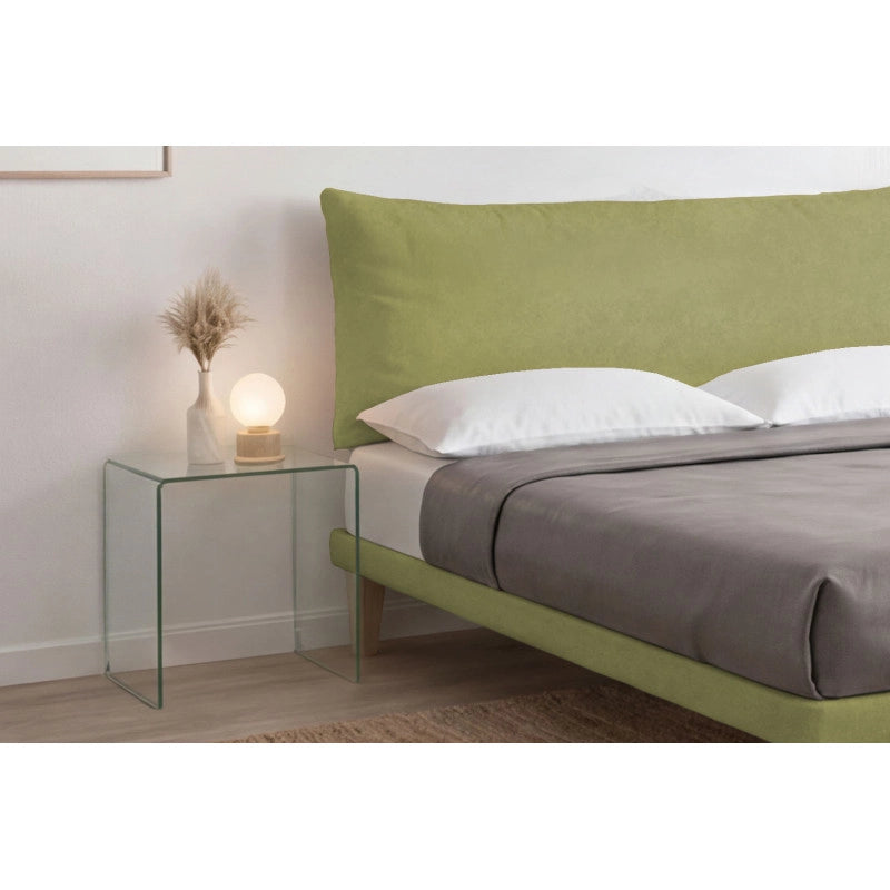 Letto imbottito Letto Matrimoniale alla Francese 140x200 cm Soft - Con rete,Microfibra,Tè verde