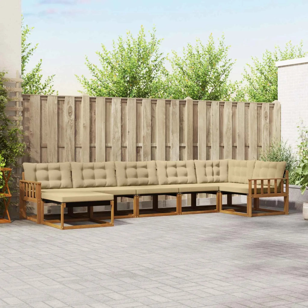 Set di divani da esterno con cuscino 7 pcs Naturale e Beige