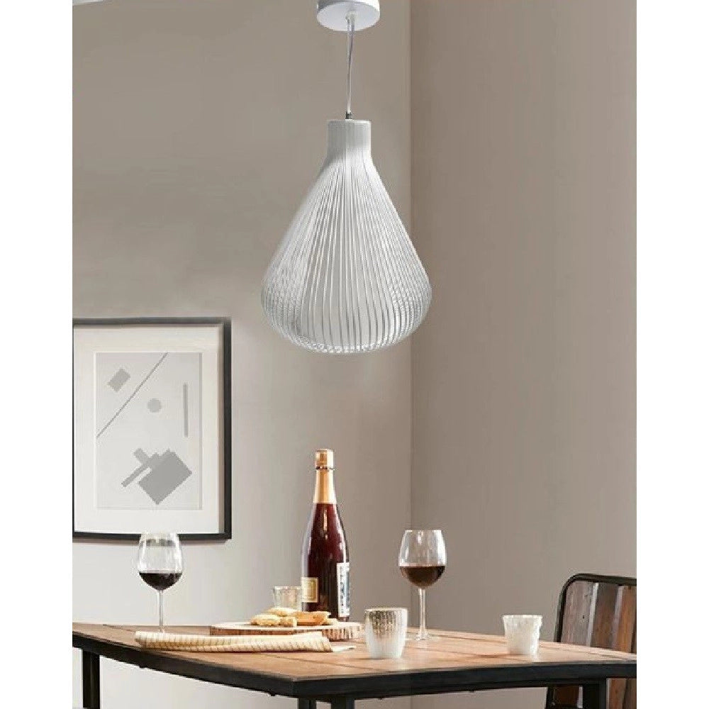 Trade Shop - Lampadario Soffitto Attacco E27 Bianco Nero Moderno Sospensione Regolabile B18 -