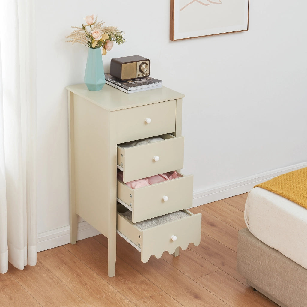 Cassettiera Luspoo Mobile Contenitore a 4 Cassetti 82 x 40 x 40 cm - Bianco Crema [en.casa]