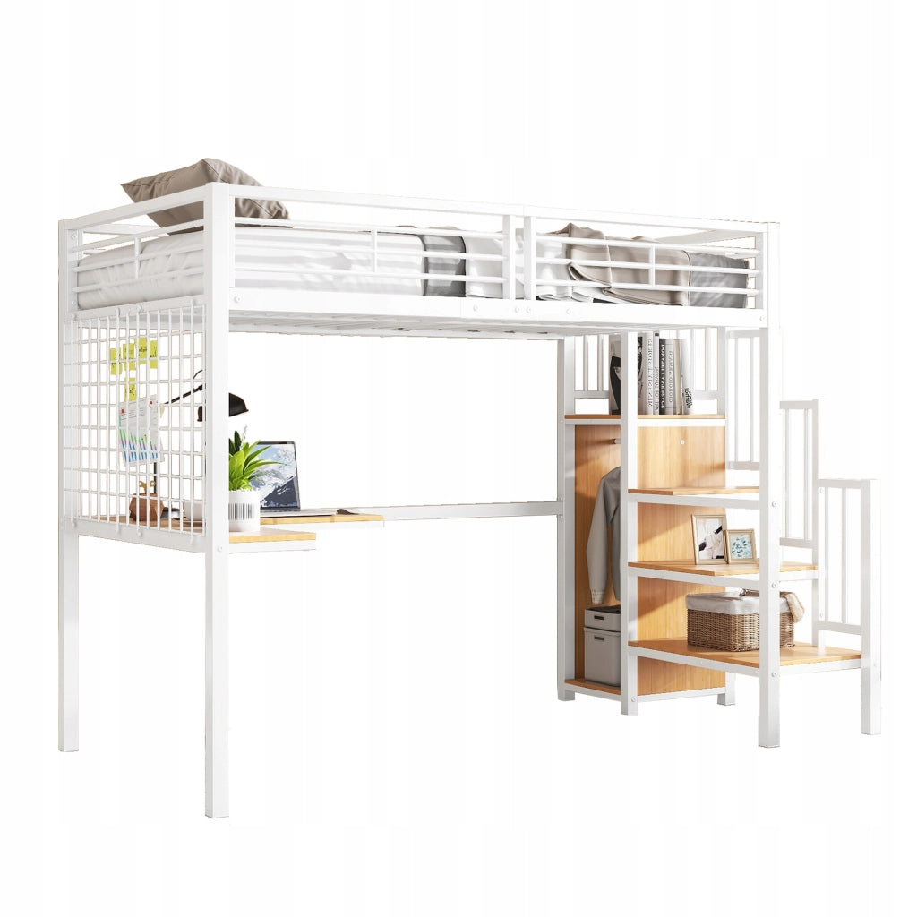 Letto a castello con scrivania e armadio - Xylo - 90x200 - Bianco